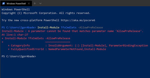 Erro ao tentar instalar módulos prerelease no PowerShell