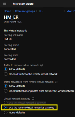Habilitando as VNet para saírem através do Transit-Gateway